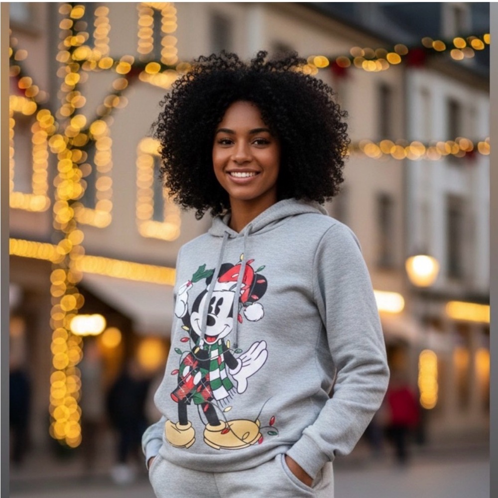 Disney Gray Festive Mickey Mouse Hoodie